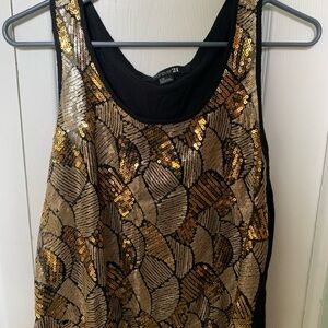 Forever 21 Black and Gold Sequin Women's Top